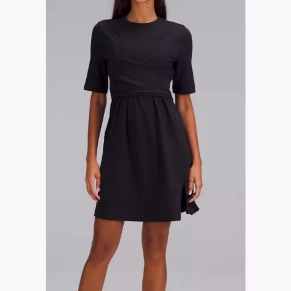 Lululemon Women’s Black Pima Cotton Wrap-Front Shirt Dress XS Casual
